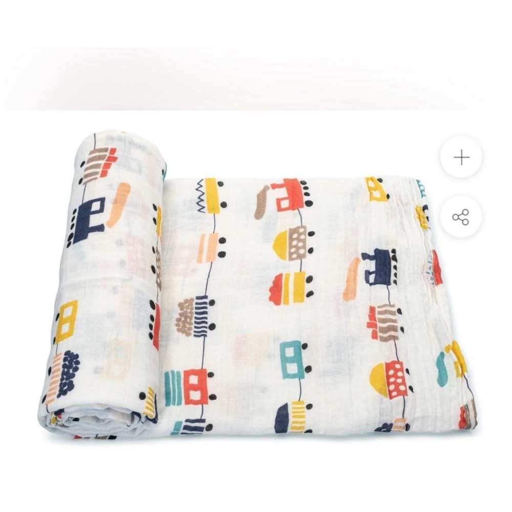 Addison Belle Swaddle Blanket Unisex 47"x47" Trains New 100% Muslim Cotton